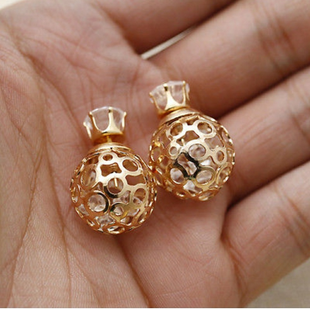 Nwt Double Back Earrings Stud Gold - Picture 5 of 6